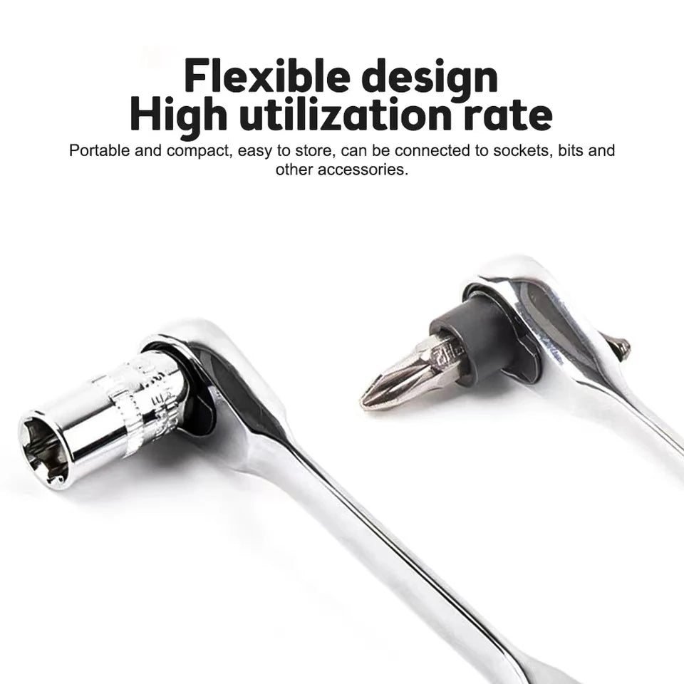Mini Treble 1/4 Ratchet Wrench Double Ended Ouick Socket Screwdriver Hex Torque Wrenches Set 2-in-1 Spanner Hand Repair Tools - Shoppiline
