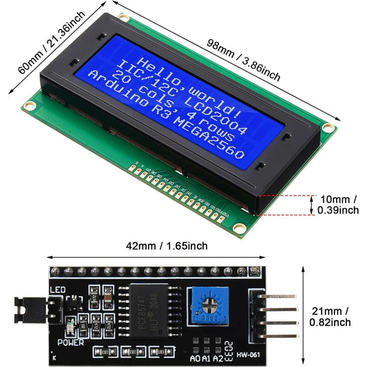 LCD2004 Module LCD 2004 Écran bleu/vert/blanc 20x4 caractères Écran LCD Adaptateur de module série IIC I2C pour Arduino