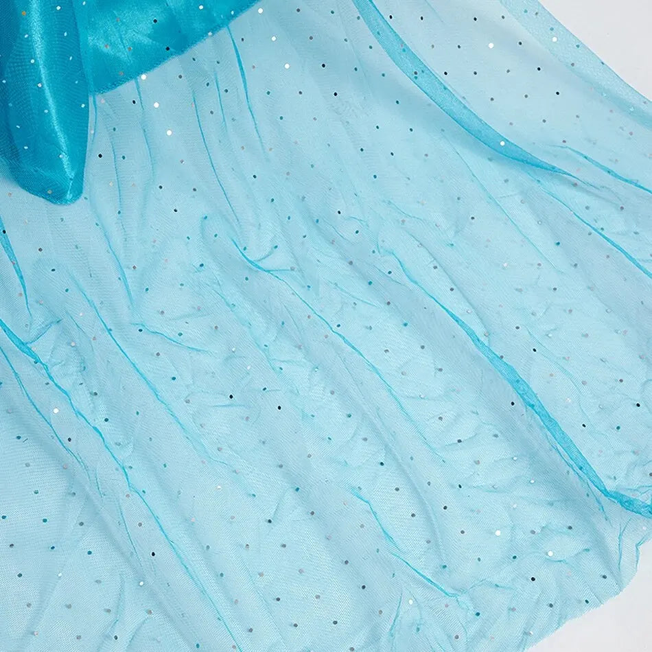 Halloween Elsa Kleid für Mädchen Kinder Party Prinzessin Kostüm Kinder Verkleidung mit langem Umhang Mädchen Schneekönigin Karnevalskleidung