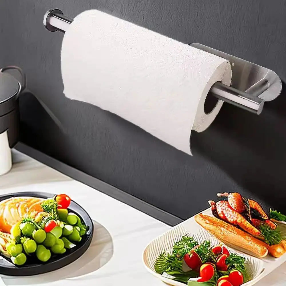 Kitchen Paper Towel Holder Adhesive Tissue Hanger Toilet Roll Paper Dispenser Cabinet Storage Napkin Rack Bathroom Accessories - Shoppiline