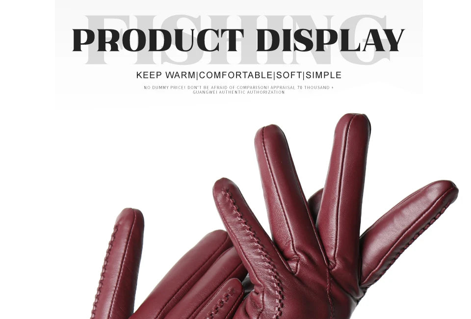 Women's sheepskin gloves winter warm plus velvet short thin touch screen driving color women's leather gloves good quality -2226