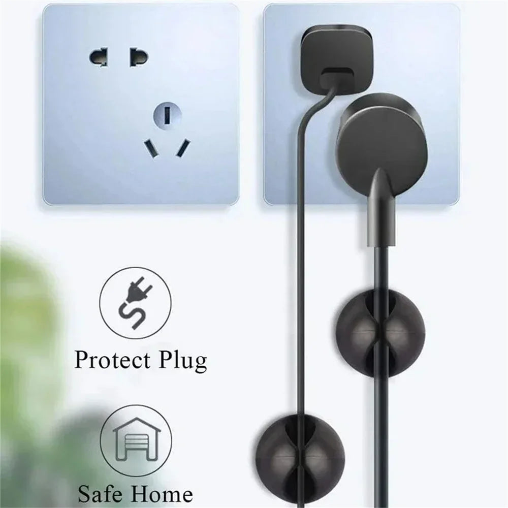 20Pcs Round Cord Clips Silicone Winder Organizer Cable Clip Desk Tidy Management Wire Holder for Car USB Charging Tablet Wires