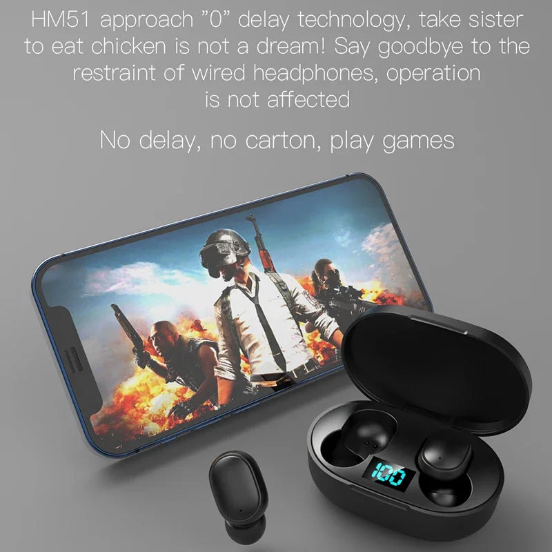 Digital Display Bluetooth Earphones with Mic TWS E6S Wireless Bluetooth Headset Noise Cancelling Headset for Xiaomi Huawei Oppo