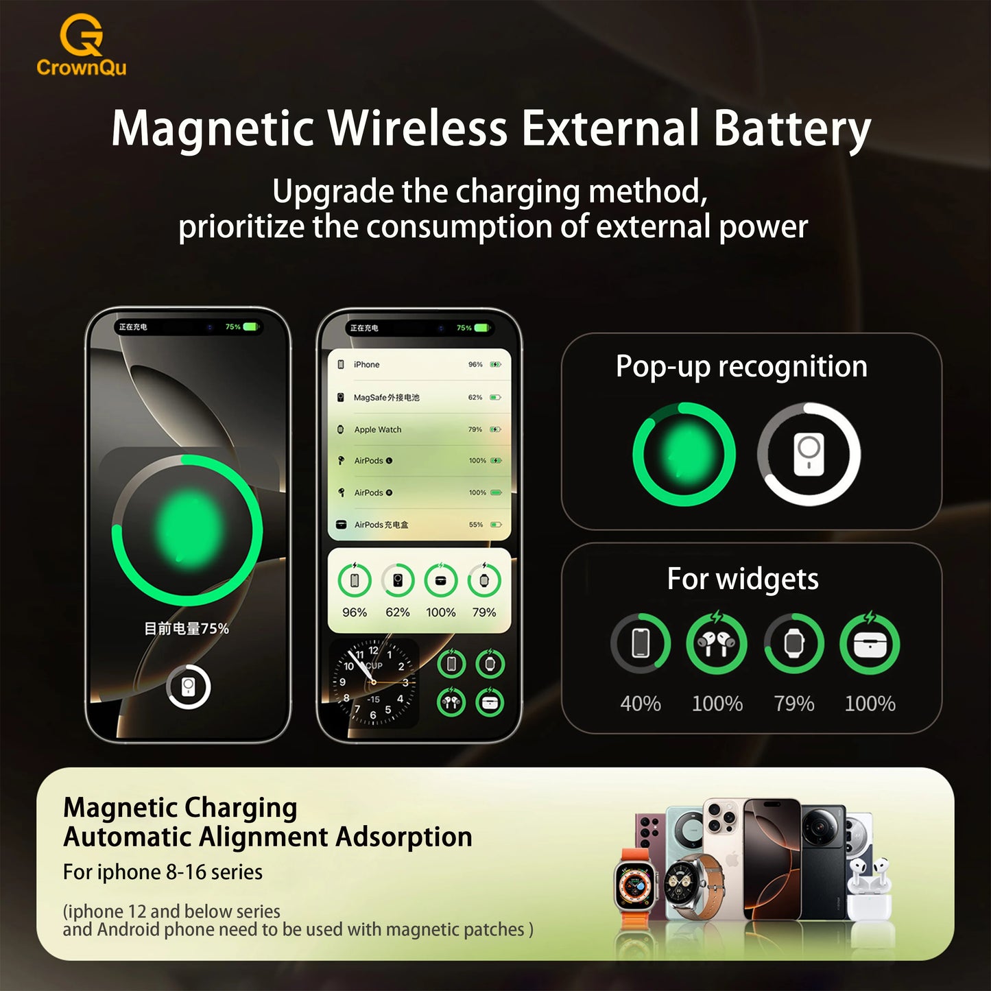 QI 2.1 Magnetic Powerbank Wireless Fast Charing Spare Portable External Battery for iPhone 12-17 Pro Watch Airpods 5000/10000mAh - Shoppiline