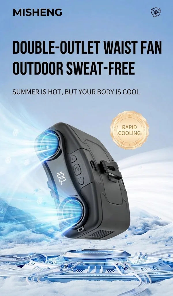 Socoolfan Waist Fan Hanging Outdoor Portable Neck Fan 5/10 Speed Strong Wind for Sports Courier Outdoor Working  10000/20000mAh