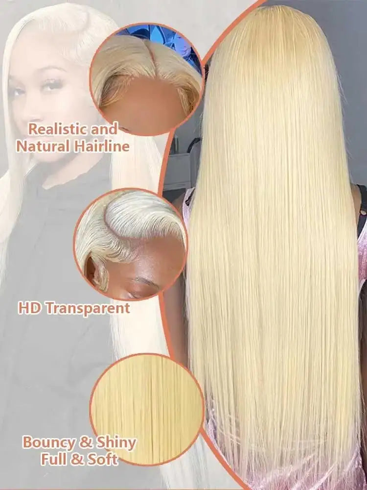 Silky 613 Blonde Bone Straight Human Hair Wig Dual 13x4&13x6 Invisible HD Lace Super Long Lengths