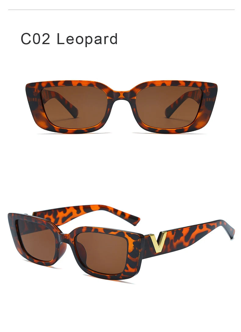 Fashion Rectangle Sunglasses Women Luxury Brand Vintage Small Frame Sun Glasses Ladies Classic Black Square Eyeglasses Oculos
