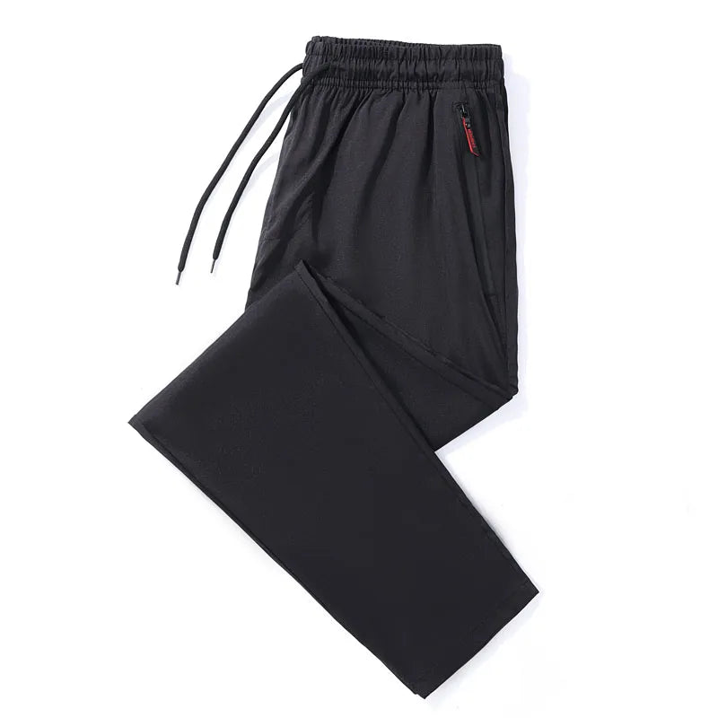 Herren Freizeithosen Gerade Schmale Passform Elastischer Bund Jogger Koreanische Klassische Blau Schwarz Grau Herrenmarkenhosen Übergröße