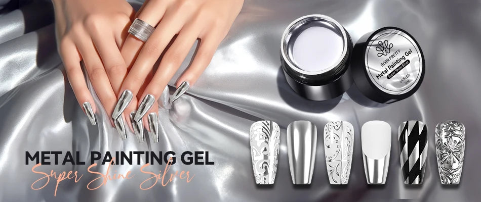 BORN PRETTY Rhinestones Glue Gel Mirror Nail Powder With Nail Liner Brush UV LED Transparent Adhensive Glue Gel