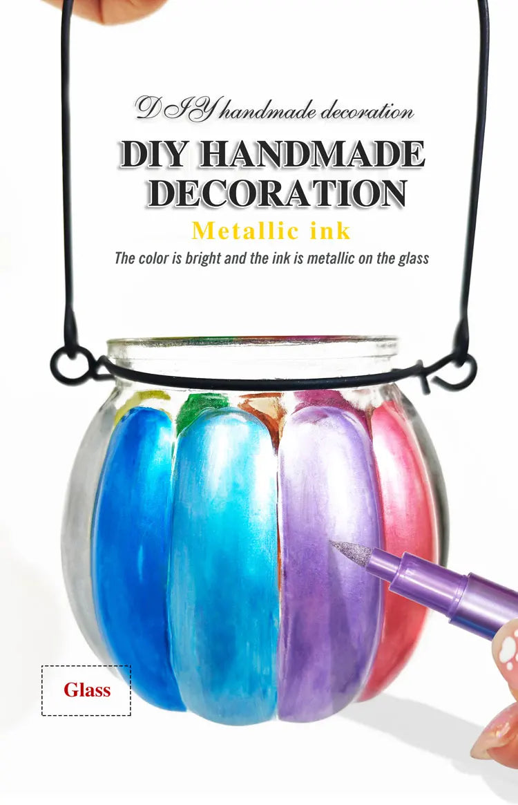 12 Colors Brush Metallic Paint Markers Pens for Rock Painting Stone Ceramic Wood Fabric Pebbles Scrapbook Journals Photo Albums