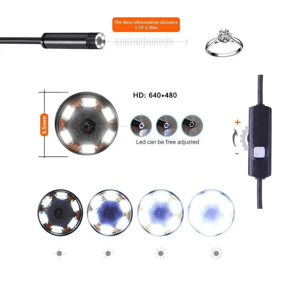 3 in 1 USB Endoscope for OTG Android Phone 7mm Borescope Inspection for PC MacBook Snake Camera For Pipeline