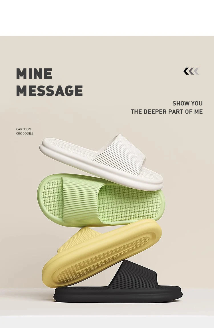 Summer Lovely Solid Color Home Slippers For Women Men Non-slip EVA Bathroom Slides Females Concise Light Sandals Couples Shoes