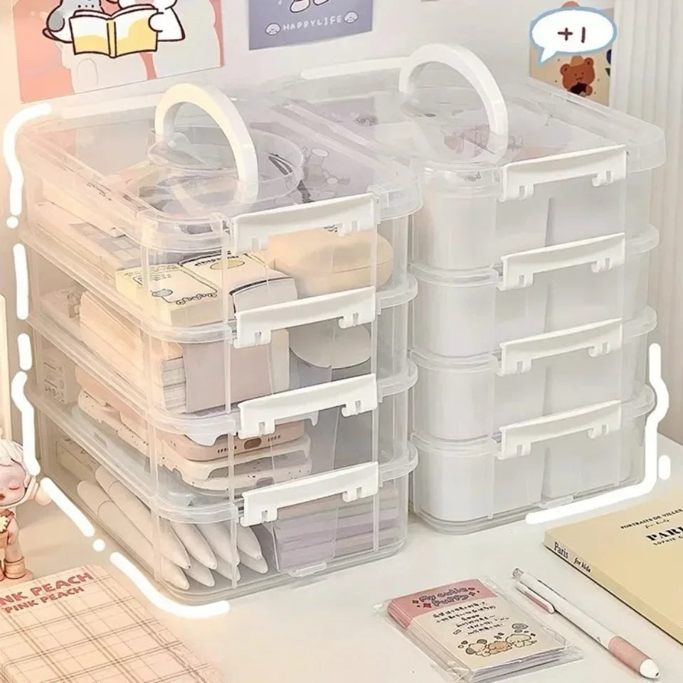 Building Blocks Storage Box Transparent Visibility Tool Classification Boxes Moisture-Proof Grid Drawer Stackable Storage Casket