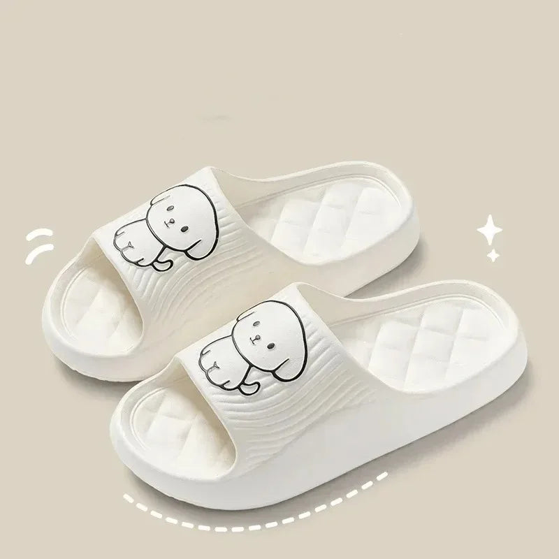 Cute Couple Pillow Slippers Female Bathroom Bath Non-slip  High Quality Soft  Sole Indoor Home Eva Thick Bottom Sandals