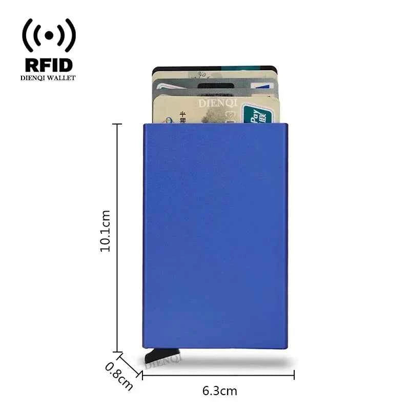 Rfid ultra-thin smart wallet for men and women, pop-up credit card holder, metal minimalist mini wallet