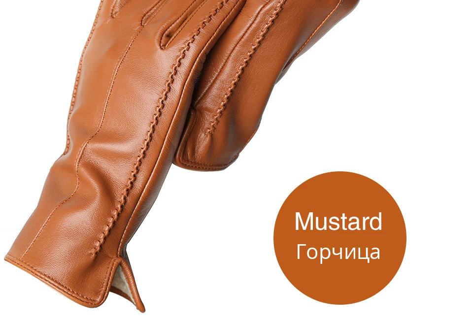Women's sheepskin gloves winter warm plus velvet short thin touch screen driving color women's leather gloves good quality -2226