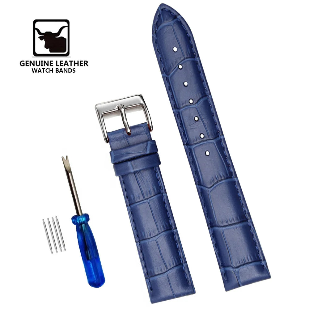 Premium Genuine Leather Watchbands 12/14/16/18/19/20/21/22/24 mm Watch Band Strap High Quality Wrist Belt Bracelet + Tool