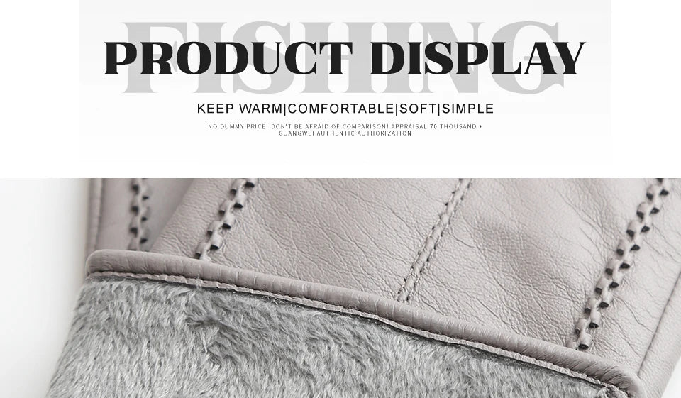 Women's sheepskin gloves winter warm plus velvet short thin touch screen driving color women's leather gloves good quality -2226