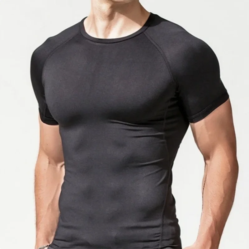 2025 Compressed T-shirt Men's sportswear Running T-shirt Elastic Quick-drying Exercise T-shirt for men exercising in the gym