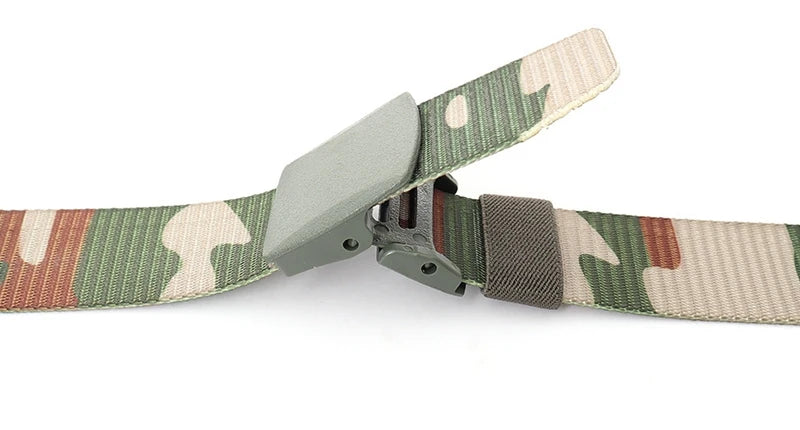 38mm Tactical Waist Belt Unisex Lightweight Weave Fabric with Plastic Buckle for Airport Security Men Women Camouflage Style