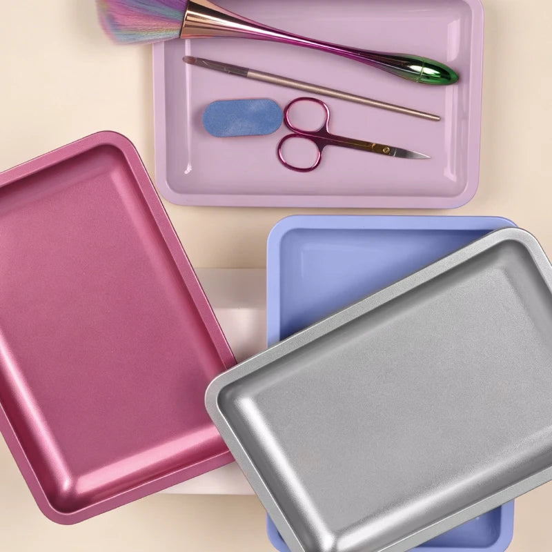 1pcs Stainless Steel Cosmetic Storage Tray Nail Art Equipment Plate Doctor Surgical Dental Tray Nails Dish Tool Storage Tray