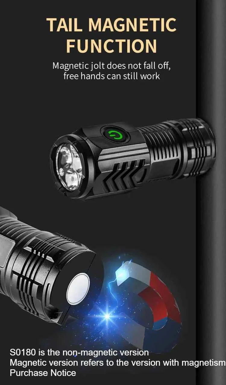 Three-eyed monster LED flashlight, a must-have for night travel, portable, high brightness, strobe lighting
