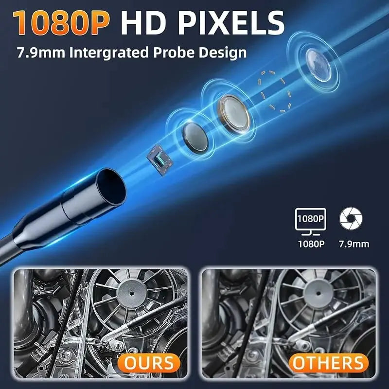 Industrial Endoscope Camera 8mm HD1080P 4.3inch IPS Screen 1080P Pipe Inspection Camera for Car Repair IP67 Waterproof 8 LEDS - Shoppiline