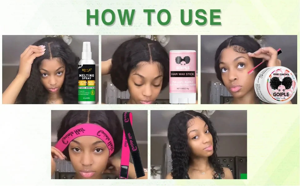 GOIPLE Anfänger Lace Wig Stylingprodukte Lang anhaltender Finishing Wachs Stick und Edge Control Gel Perückenkleber Kleinformat Set