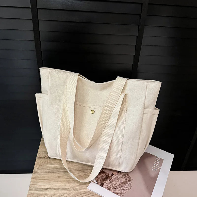 Canvas Bag Female Ins Forest Style Versatile Shoulder Bag Large Capacity Book Storage Student Class Commuter Bag Portable Cloth