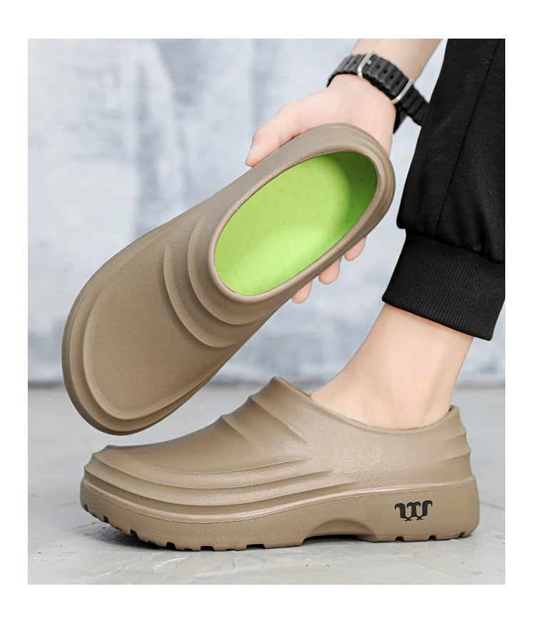New Men's Anti-slip Chef Shoes Sandals For Men Working Shoes Waterproof Fashion Garden Shoes Clogs For Beach Slippers Size 36-48