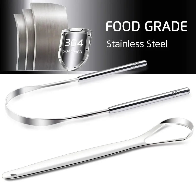 3PCS Stainless Steel Tongue Scraper Professional Tongue Brush Cleaner for Removing Tongue Coating Oral Care Tool