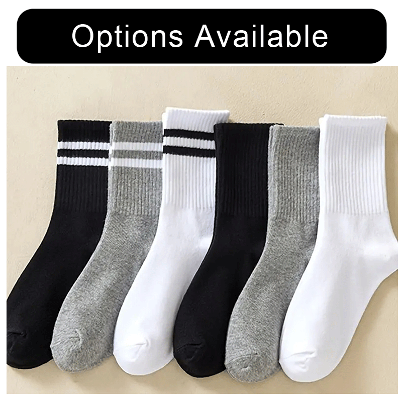 3/6 Pairs  Women Mid-Tube Socks Solid Colour Autumn Winter Breathable Comfortable Sport Sweat Absorbent Man And  Women's Socks
