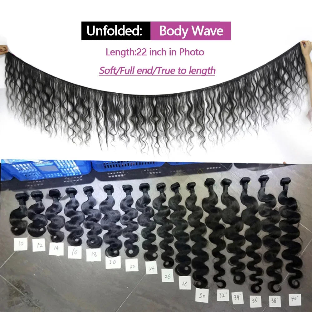 12A Lot de 1/3/4 mèches de cheveux humains Body Wave 24 pouces 100 % brésiliens bruts pour femmes, épaisses, livraison en 3 jours