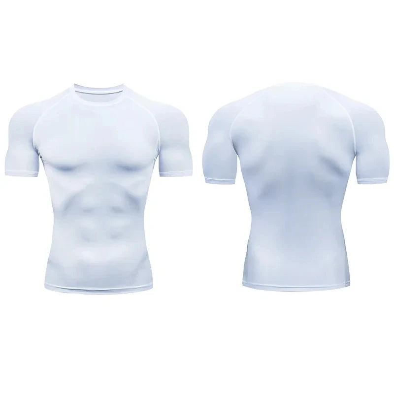 2025 Compressed T-shirt Men's sportswear Running T-shirt Elastic Quick-drying Exercise T-shirt for men exercising in the gym