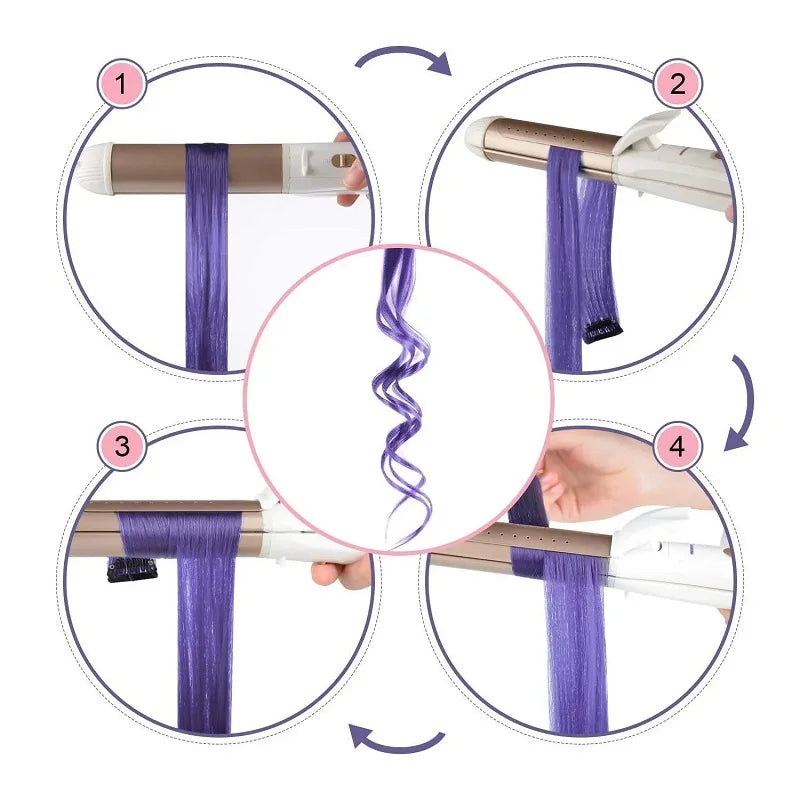 22Inch Synthetic Long Straight Clip In Hair Extensions High Temperature Hairpieces Rainbow Colors Hair Accessories for Women