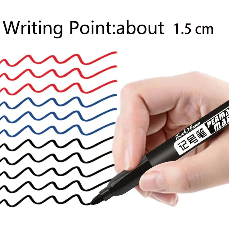 6 PCS Permanent Marker Pen Manga Drawing Markers Black Blue Red Waterproof Ink Sketch Pens Stationery Art School Supplies - Shoppiline