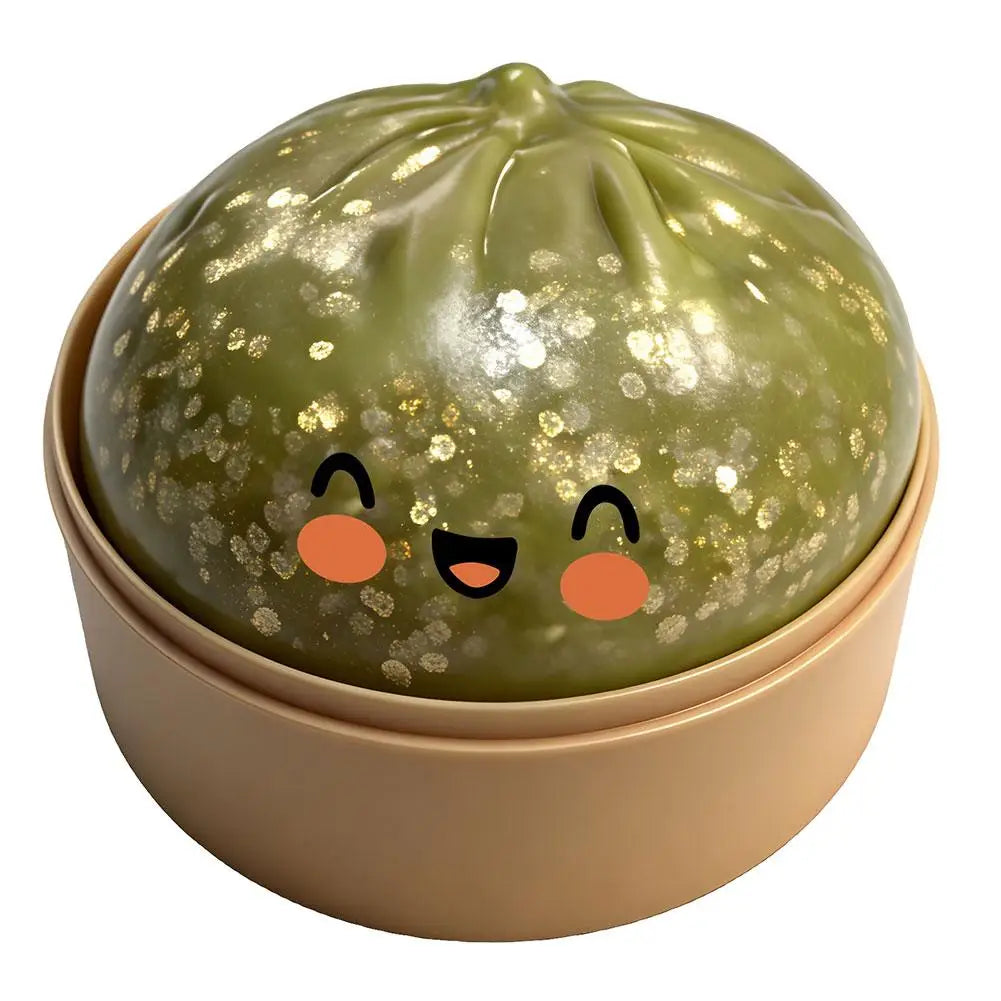 Realistic Giant Dumpling Squeeze Toy with Bamboo Steamer Soft TPR Dough Ball Decompression Fidget Toy Funny Creative Gift