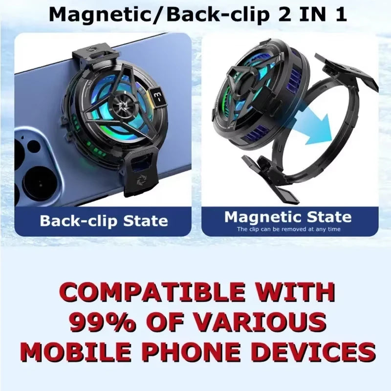 SL17 Magnetic Phones Cooler Back-Clip 2 in 1 Game Cooler Semiconductor Fast Phone Cooling Fan for IOS Android Phone - Shoppiline