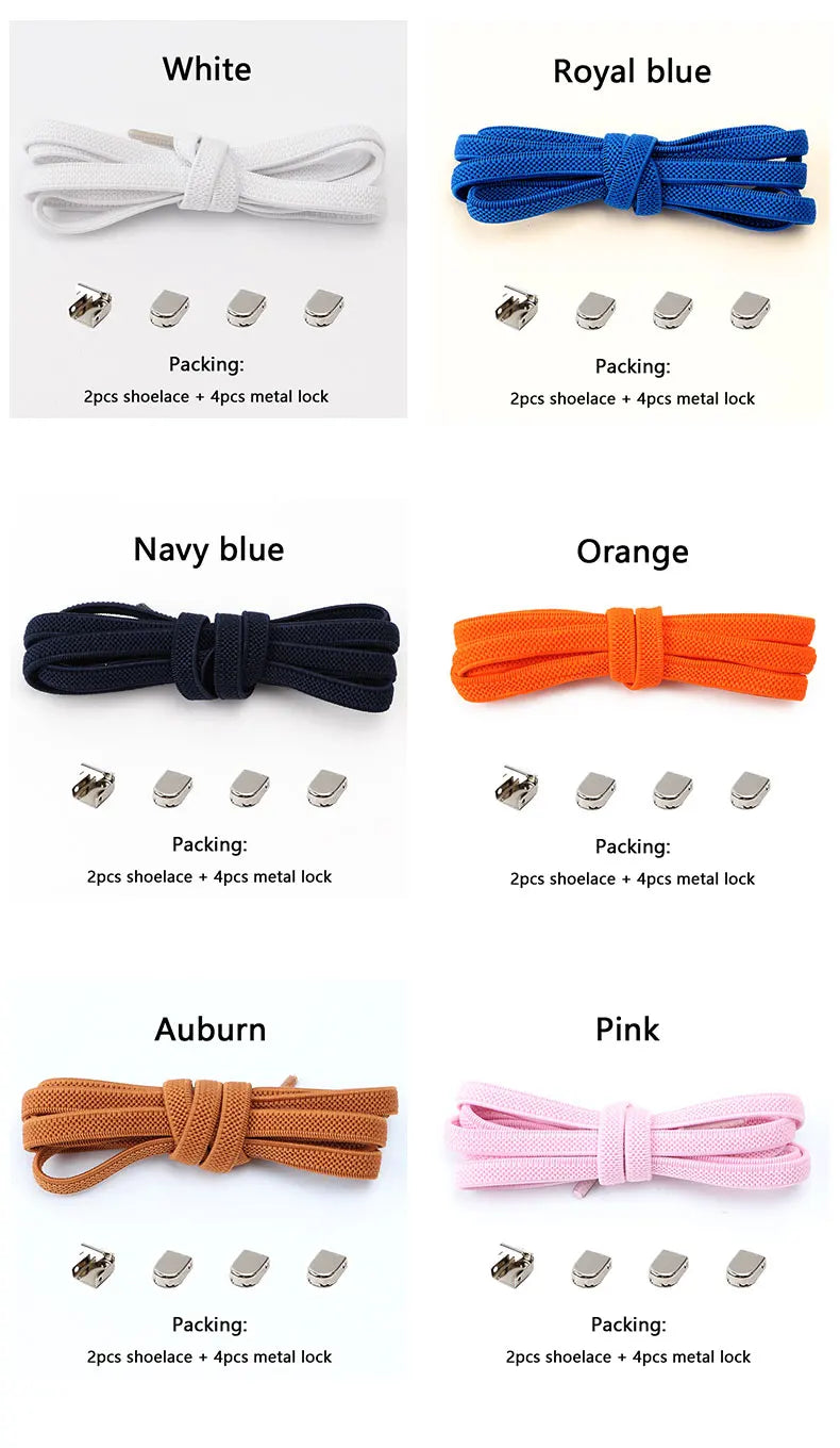 1 Paar Schnürsenkel ohne Binden, Metallschnallen, elastisch für Sneaker, Einheitsgröße für Erwachsene und Kinder, Schnell-Schnürsenkel, Lazy Sport Gummischnürsenkel