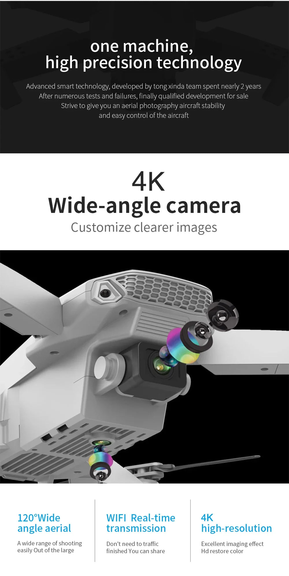 KBDFA 2025 E88 Drone RC Professionnel HD 4K avec Caméra Grand Angle, Hélicoptère Pliable, Quadricoptère, Jouet Cadeau pour Enfant