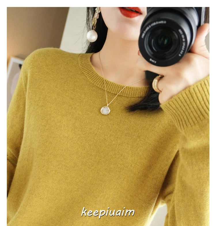 Women Sweater O-neck Autumn Winter BasicPullover Warm Casual Pulls Jumpers Korean FashionSpring Knitwear Bottoming Shirt 2026