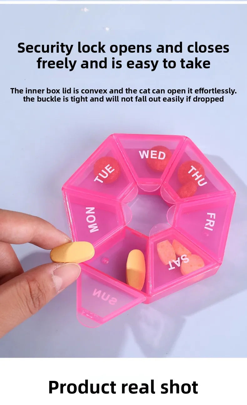 7 Compartments Weekly Pill Organizer Portable Plastic Mini 7 Day Medicine Box Small Pill Case Bulk