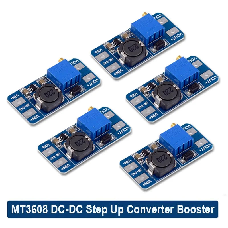 5PCS MT3608 Boost Module DC-DC Step Up Converter Booster Power Supply Module Board Max 2A 2V-24V To 5/9/12/28V for Arduino