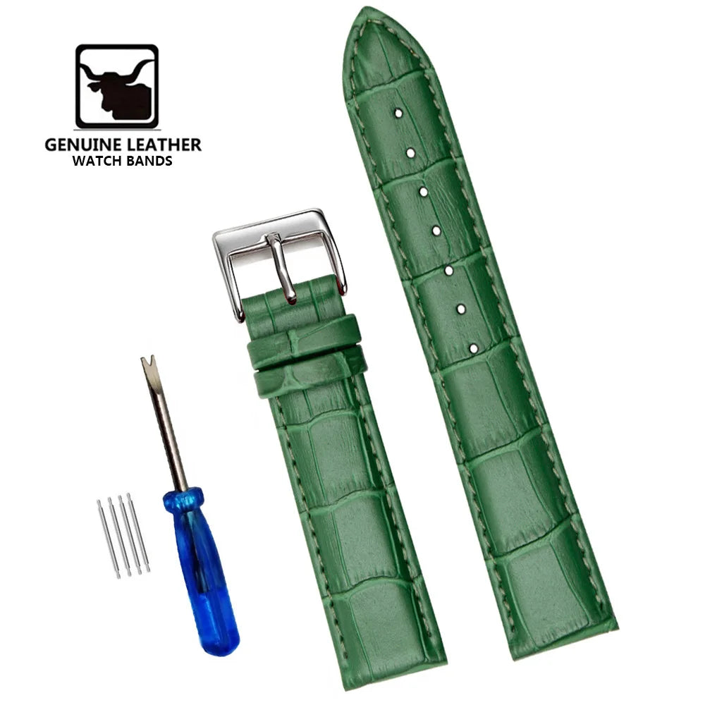 Premium Genuine Leather Watchbands 12/14/16/18/19/20/21/22/24 mm Watch Band Strap High Quality Wrist Belt Bracelet + Tool
