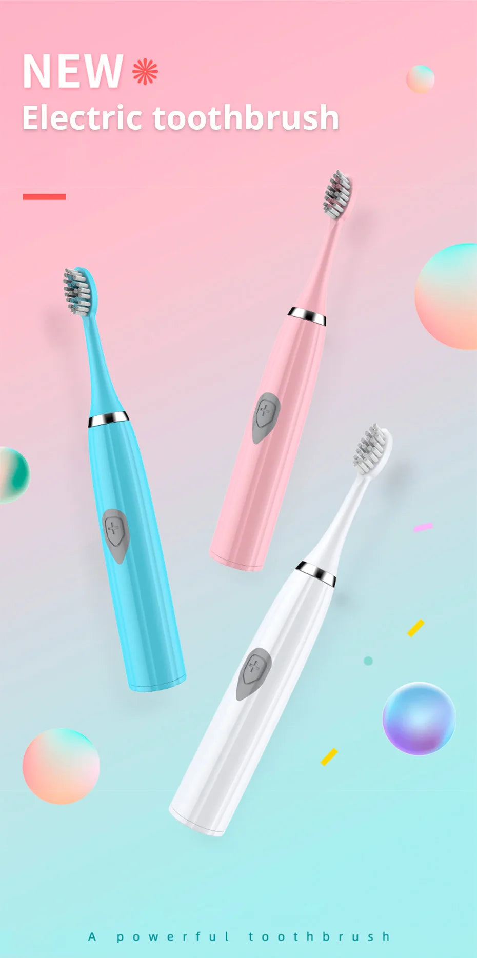 Tongwode Electric Toothbrush for Adults Soft Bristle Portable Battery Endurance IPX6 Waterproof Intelligent Effective Oral Care