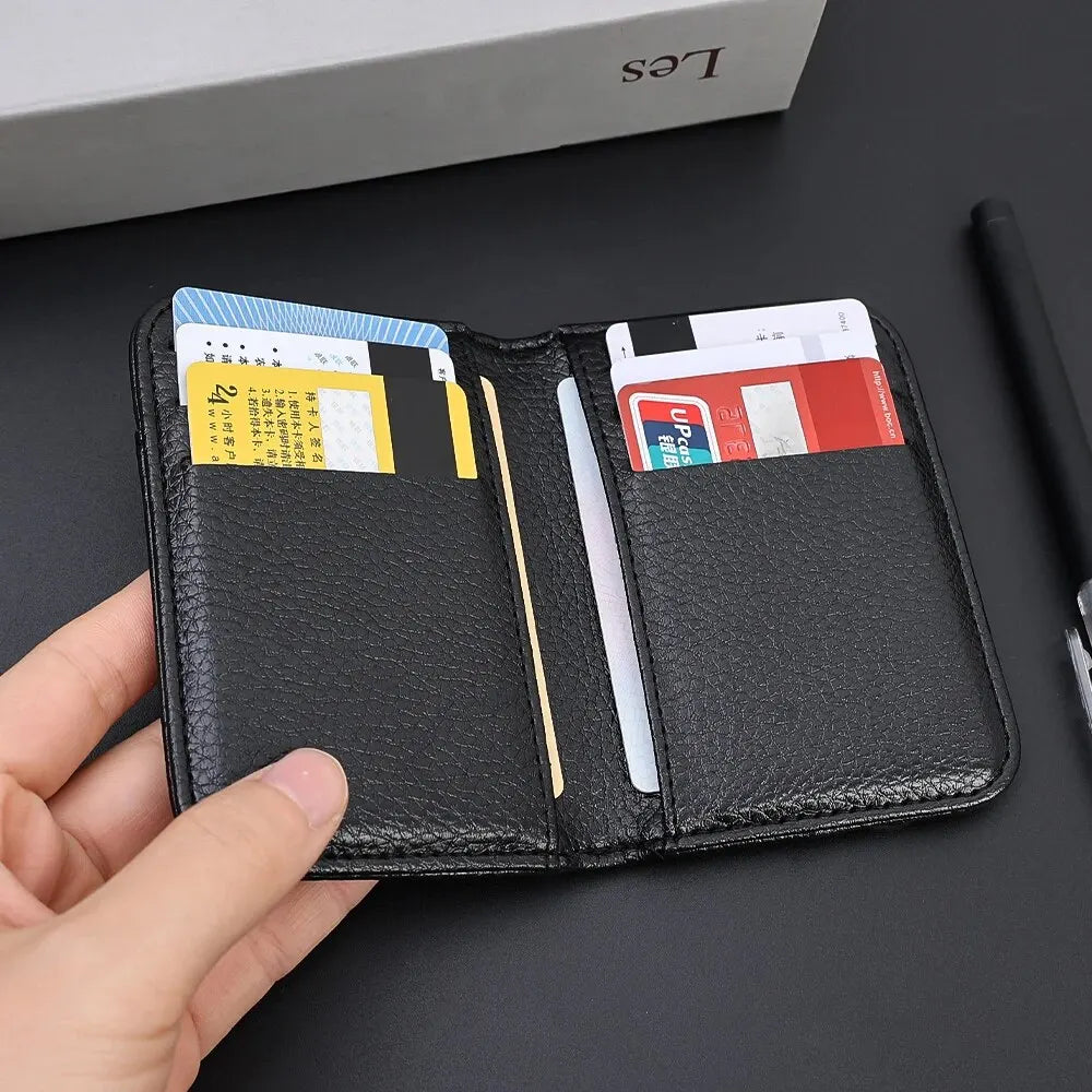 Tragbares Super Slim Weiches Portemonnaie für Herren PU Leder Mini Ausweis Kreditkarten Geldbörse Kartenhalter Portemonnaie Dünne Kleine Kurze Brieftaschen