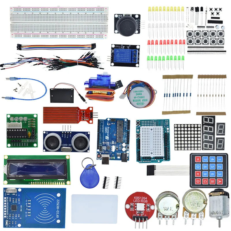 Starter Kit for Arduino Uno R3 - Uno R3 Breadboard and holder Step Motor / Servo /1602 LCD / jumper Wire/ UNO R3 - Shoppiline
