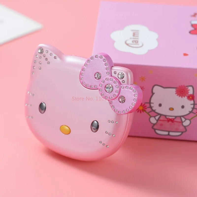 New K688 Hello Kitty Cute Mini Girl Mobile Phone With Flip Cartoon No Lock Children Dual Card Mobile Phone Kids Gift Kawaii Toys