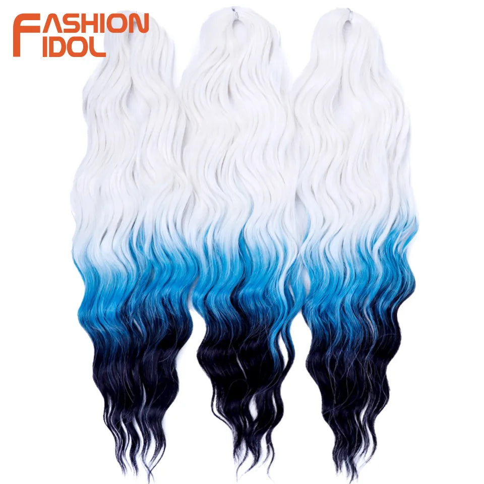 Anna Hair Extensions synthétiques de tresses Loose Deep Wave 24 pouces, cheveux tressés ondulés, cheveux bouclés torsadés au crochet Ombré Blond