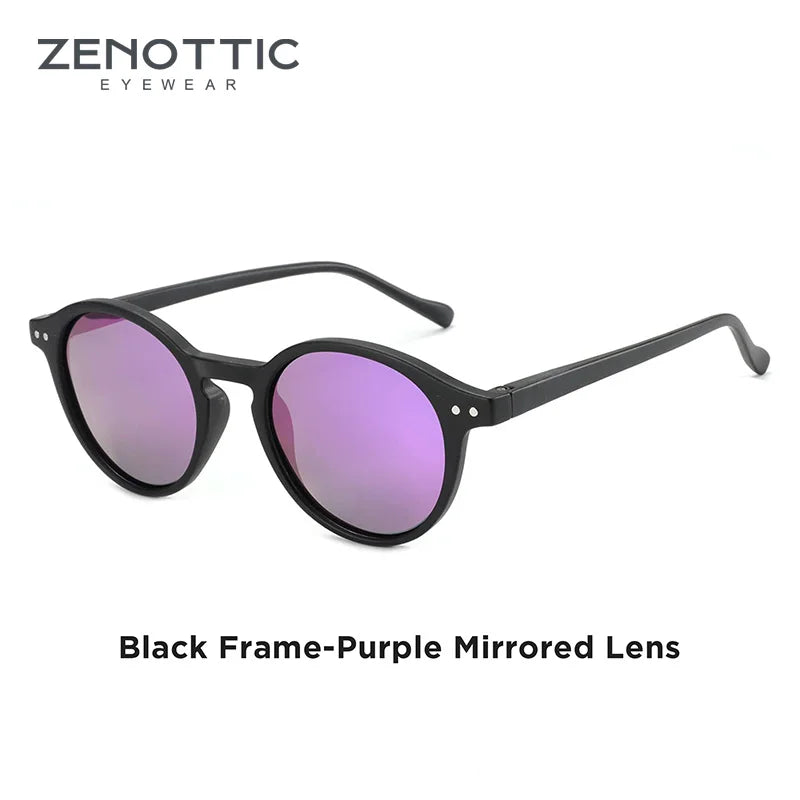 ZENOTTIC Lunettes de Soleil Rétro Polarisées 2023 2024 Hommes Femmes Vintage Petite Monture Ronde Lunettes de Soleil Verres Polarisés UV400 Nuance